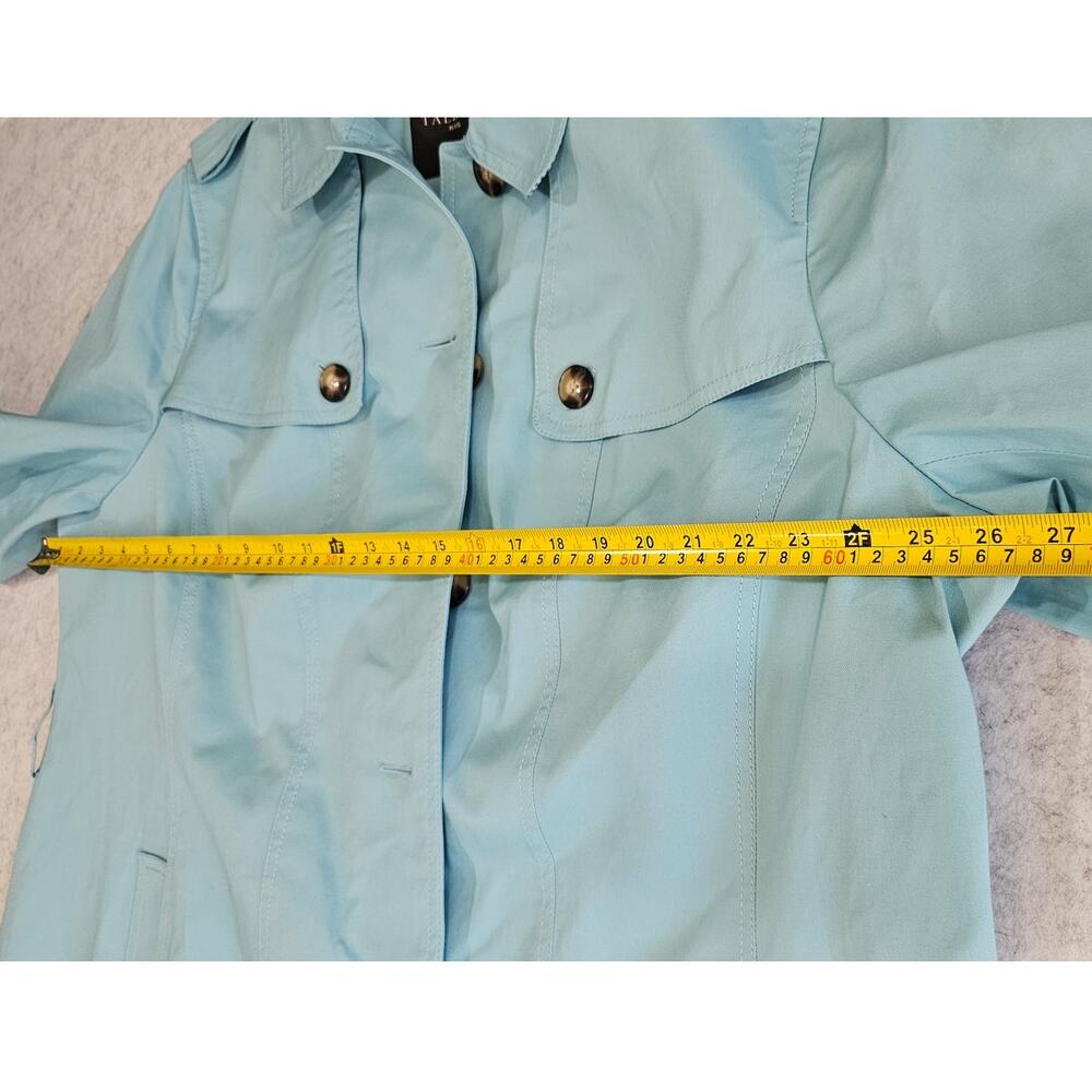 Talbots Classic Trench Coat Jacket, Turquoise, Tortoise Buttons, Plus Sz 3X - Picture 10 of 12